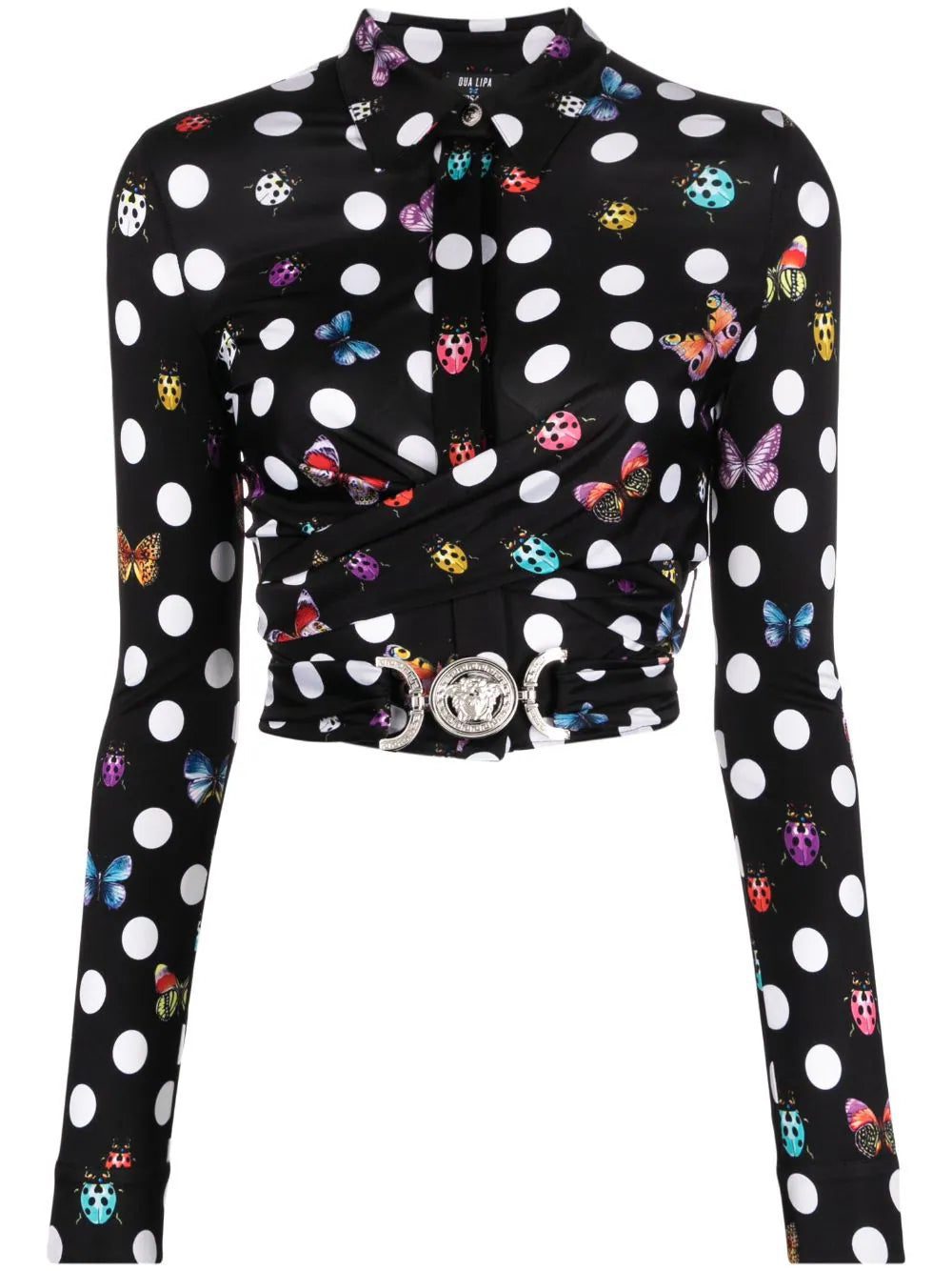 Versace x Dua Lipa polka-dot cropped shirt