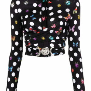 Versace  x Dua Lipa polka-dot cropped shirt