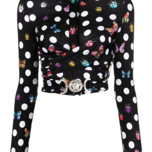 Versace  x Dua Lipa polka-dot cropped shirt