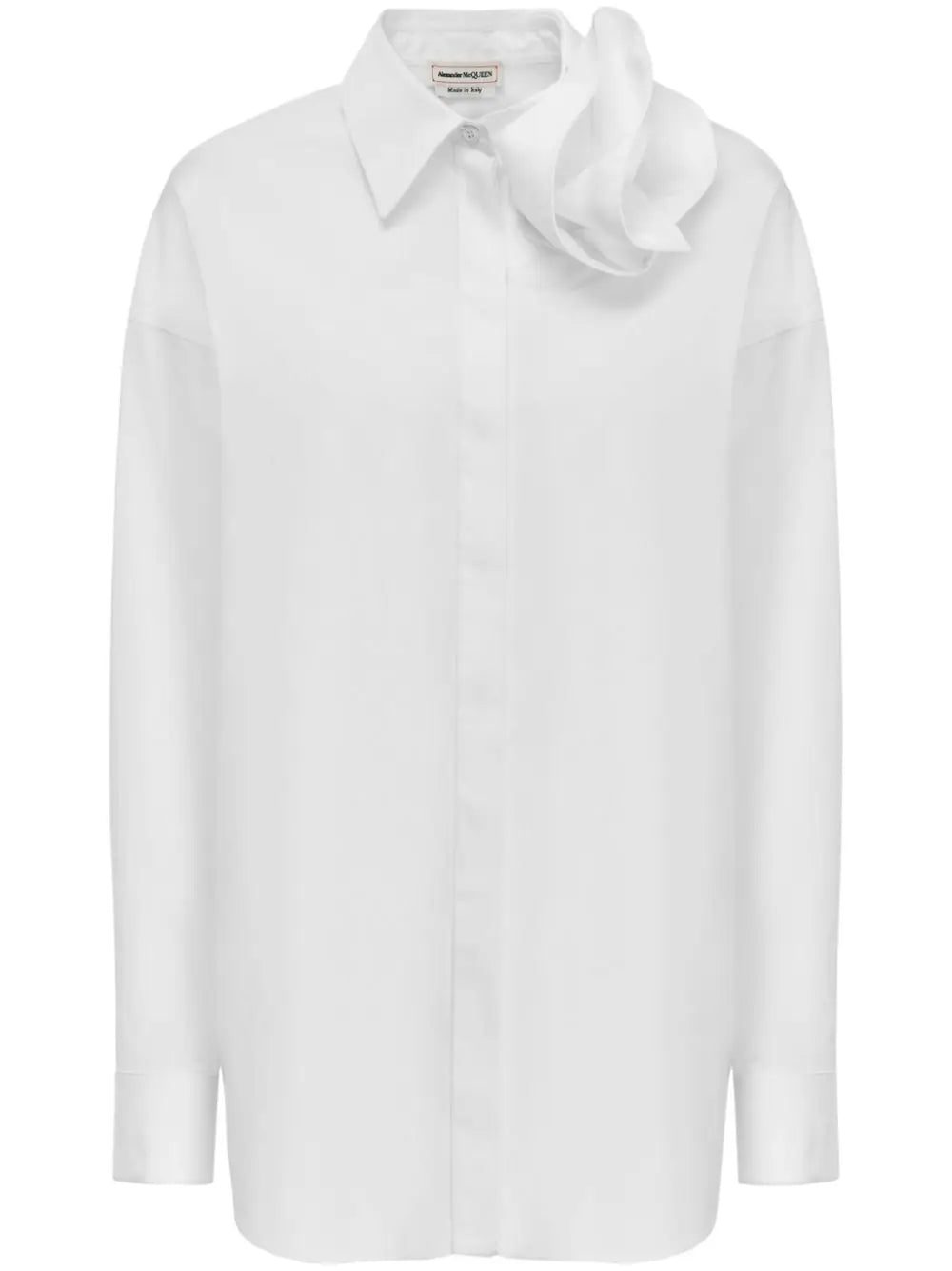 Alexander McQueen rose-appliqué cotton shirt