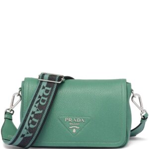 Prada logo-plaque leather shoulder bag