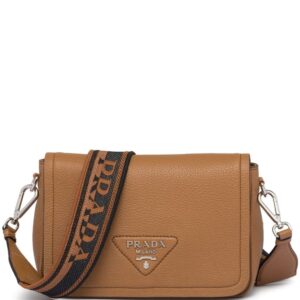 Prada logo-plaque leather shoulder bag