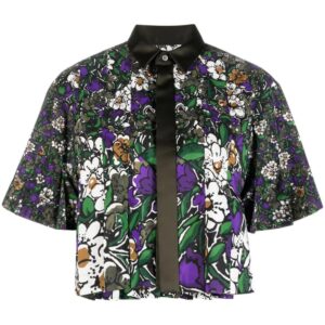 sacai  floral-print cropped shirt