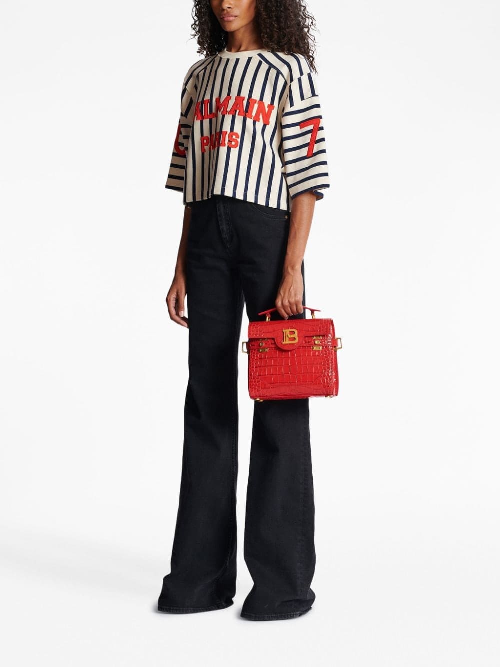 Balmain B-Buzz 23 crocodile-embossed tote bag - Image 2