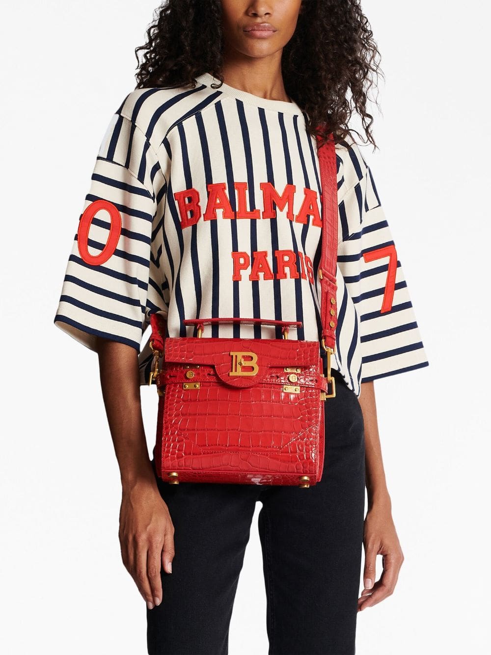 Balmain B-Buzz 23 crocodile-embossed tote bag - Image 3