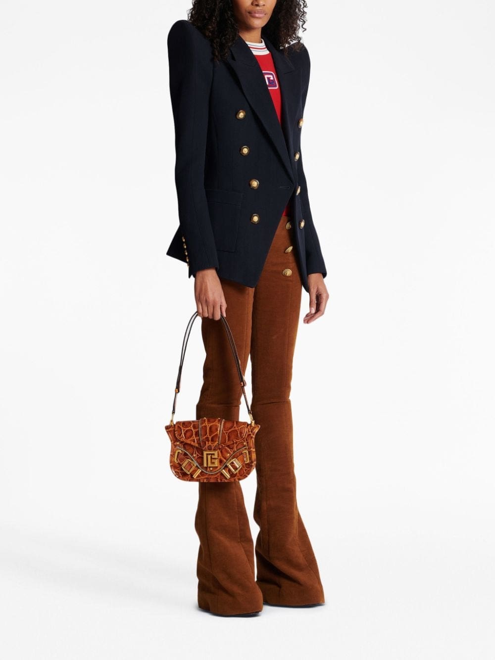 Balmain Blaze crocodile-embossed shoulder bag - Image 2