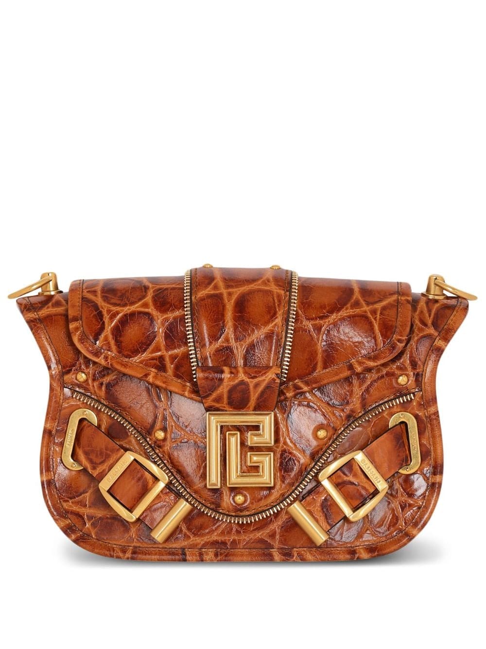 Balmain Blaze crocodile-embossed shoulder bag