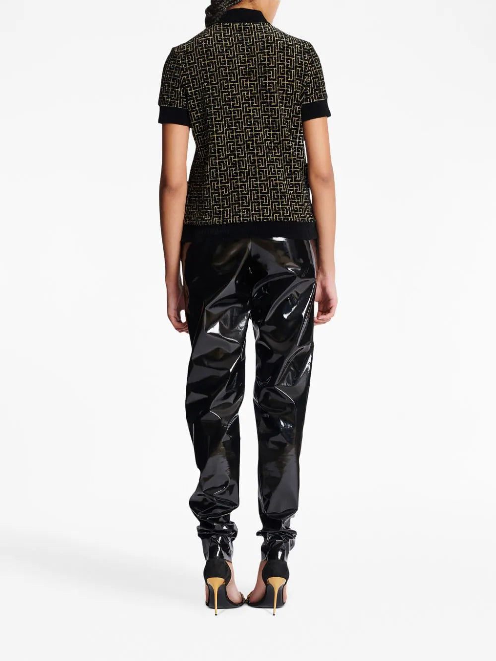 Balmain monogram-print buttoned polo shirt - Image 4