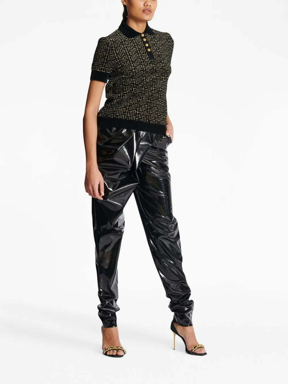 Balmain monogram-print buttoned polo shirt - Image 3