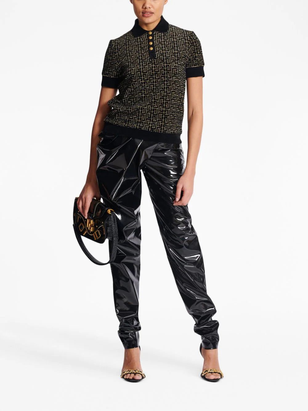 Balmain monogram-print buttoned polo shirt - Image 2