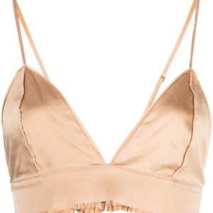 Forte Forte shimmering-finish seam-detail bralette