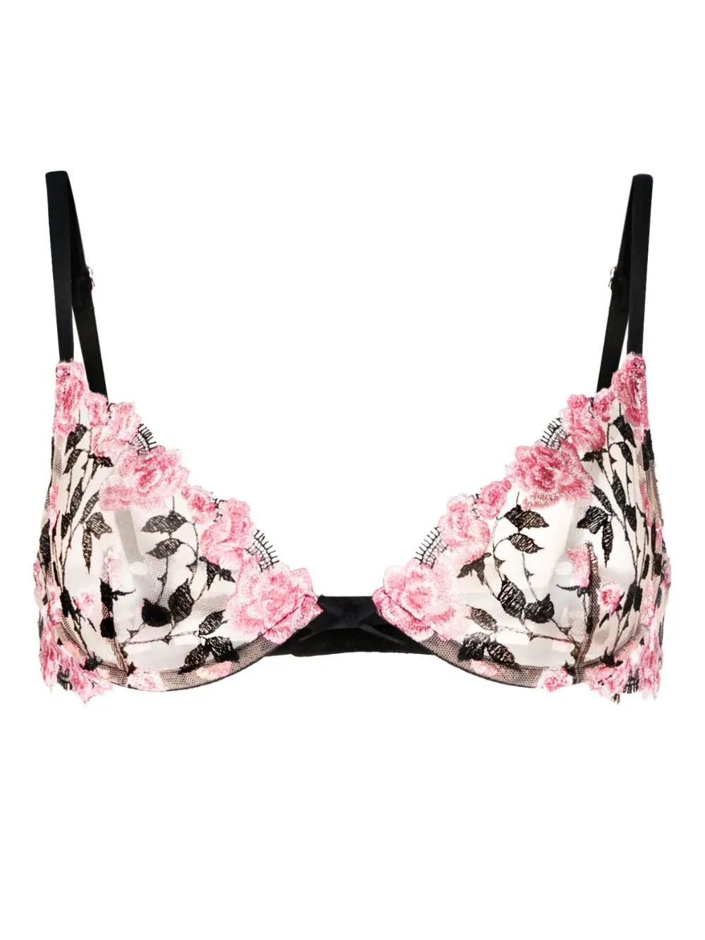 Fleur Du Mal floral-embroidered demi bra
