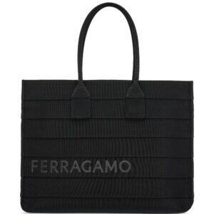 Ferragamo logo-print overlapped-panel tote bag