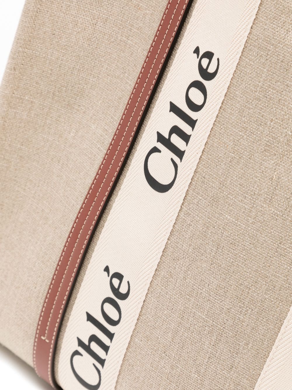 Chloé large Woody cotton tote bag - Image 4