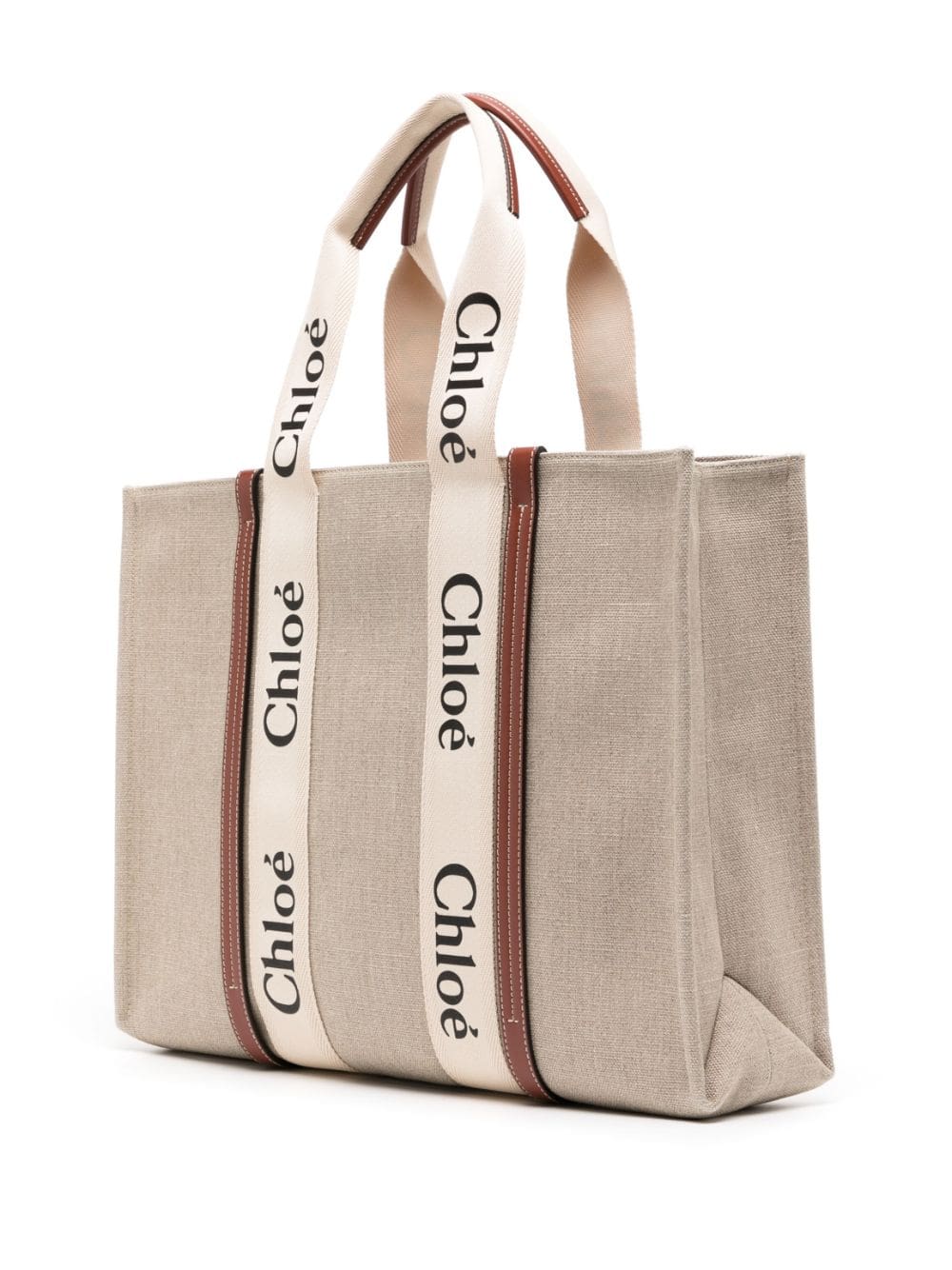 Chloé large Woody cotton tote bag - Image 3