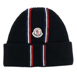 Moncler logo-patch knitted beanie
