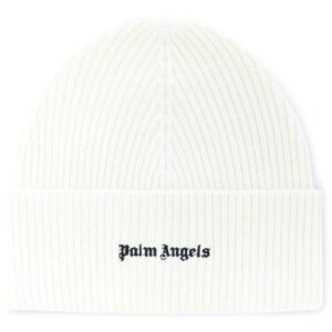 Palm Angels logo-embroidered ribbed beanie