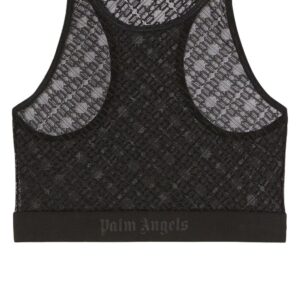 Palm Angels sheer-lace logo racerback bra