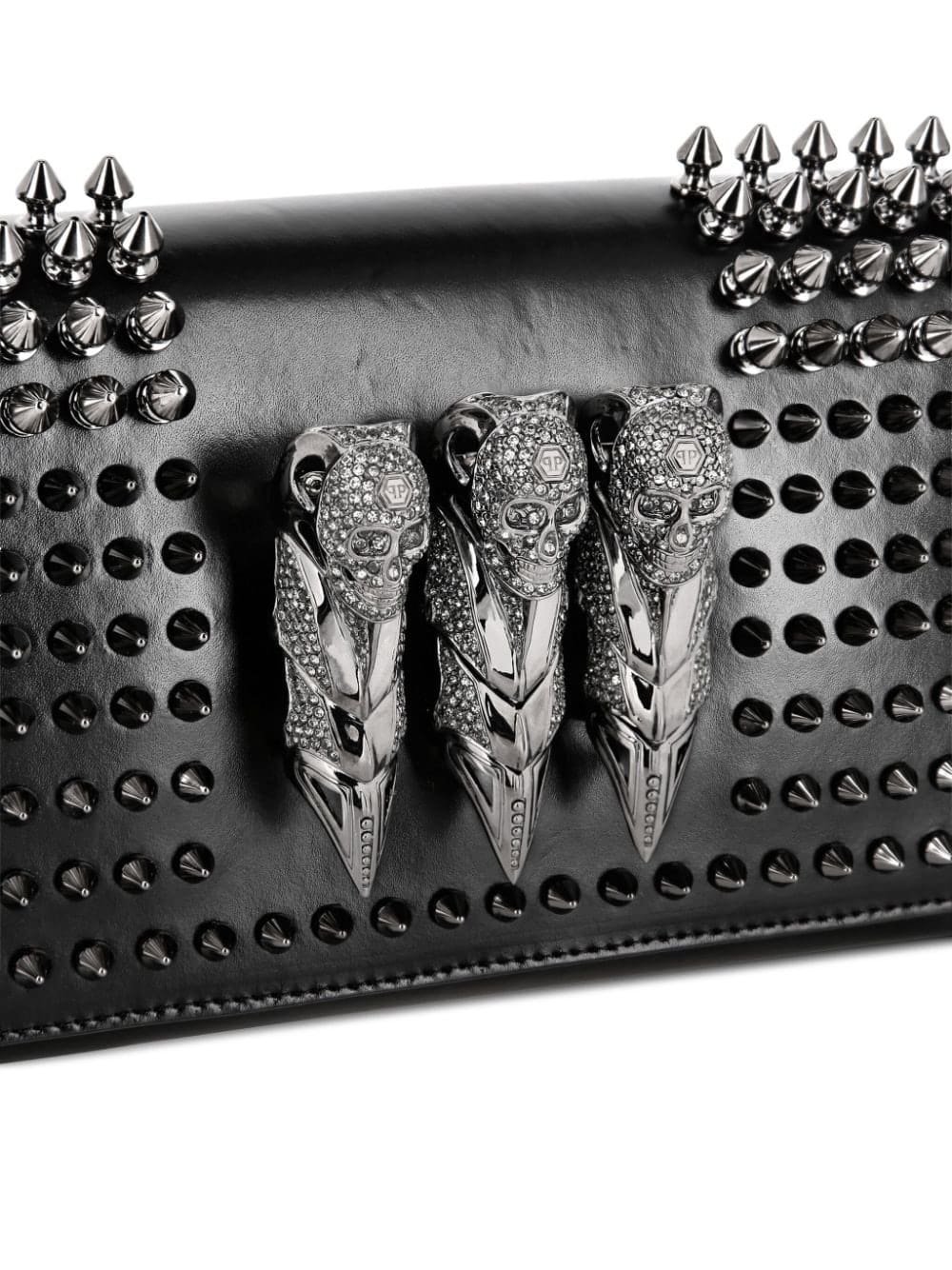 Philipp Plein stud-embellished leather clutch bag - Image 3
