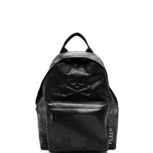 Philipp Plein paisley-embroidered leather backpack