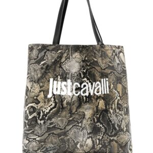 Just Cavalli logo-print snakeskin-effect tote bag
