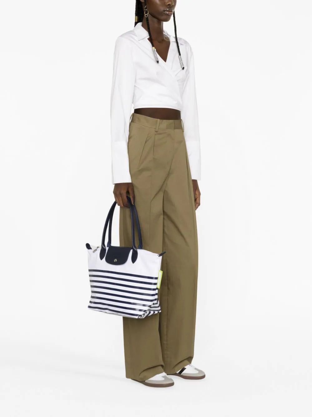 Longchamp medium Le Pliage striped tote bag - Image 2