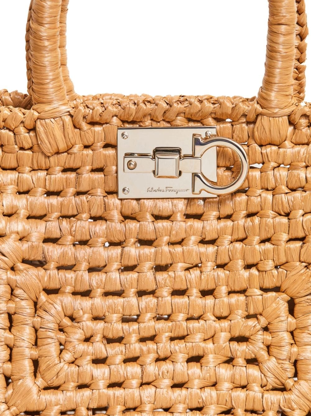 Ferragamo Studio Box raffia tote bag - Image 4