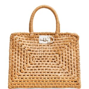 Ferragamo Studio Box raffia tote bag