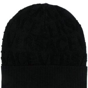 Versace logo-pattern wool beanie
