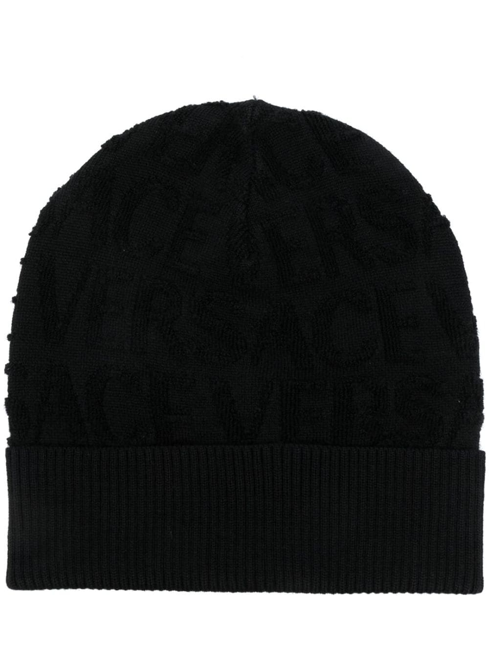 Versace logo-pattern wool beanie