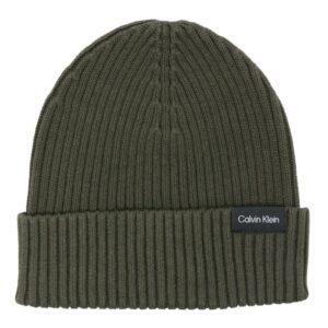 Calvin Klein logo-patch ribbed beanie