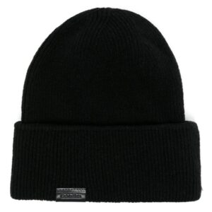 Calvin Klein logo-patch ribbed beanie