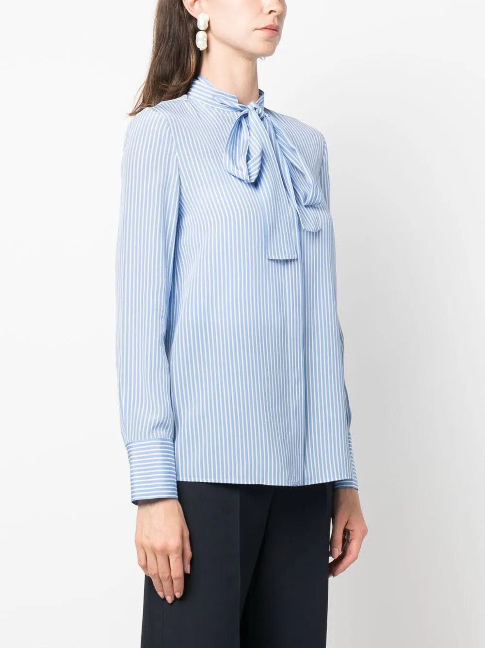 Valentino Garavani striped pussy-bow silk shirt - Image 3