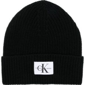 Calvin Klein Jeans logo-patch beanie hat