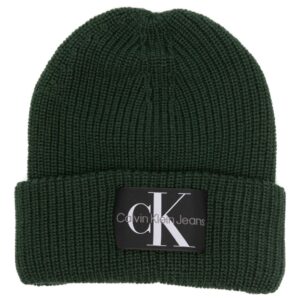 Calvin Klein Jeans logo-patch knitted beanie