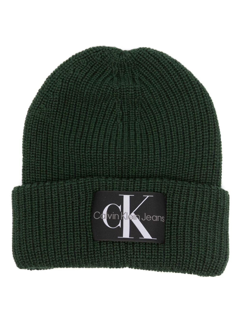 Calvin Klein Jeans logo-patch knitted beanie