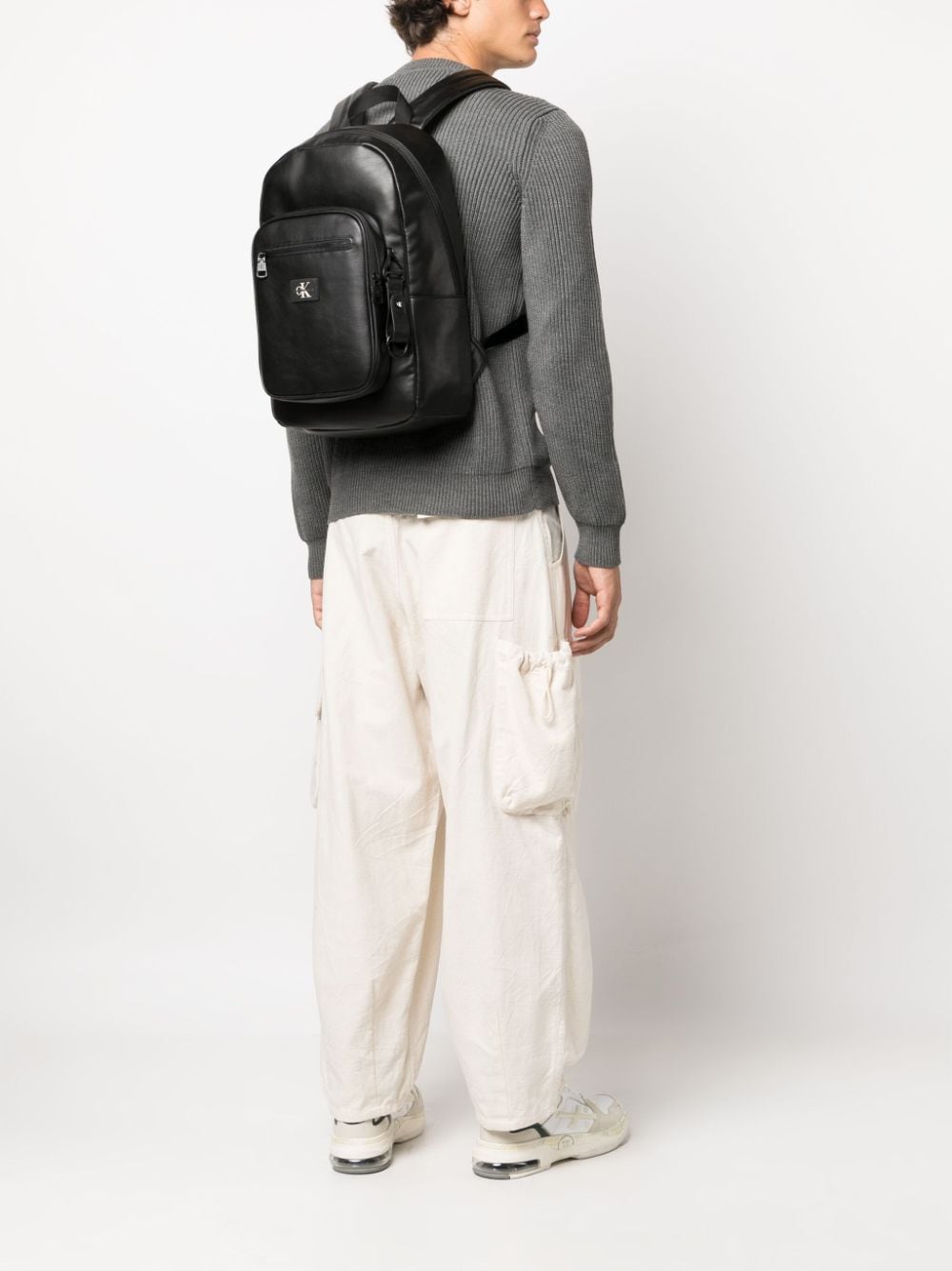 Calvin Klein Jeans logo-patch leather backpack - Image 2