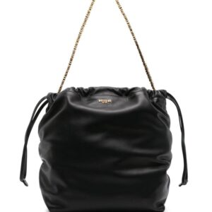 Moschino Shopper logo-appliqué leather shoulder bag