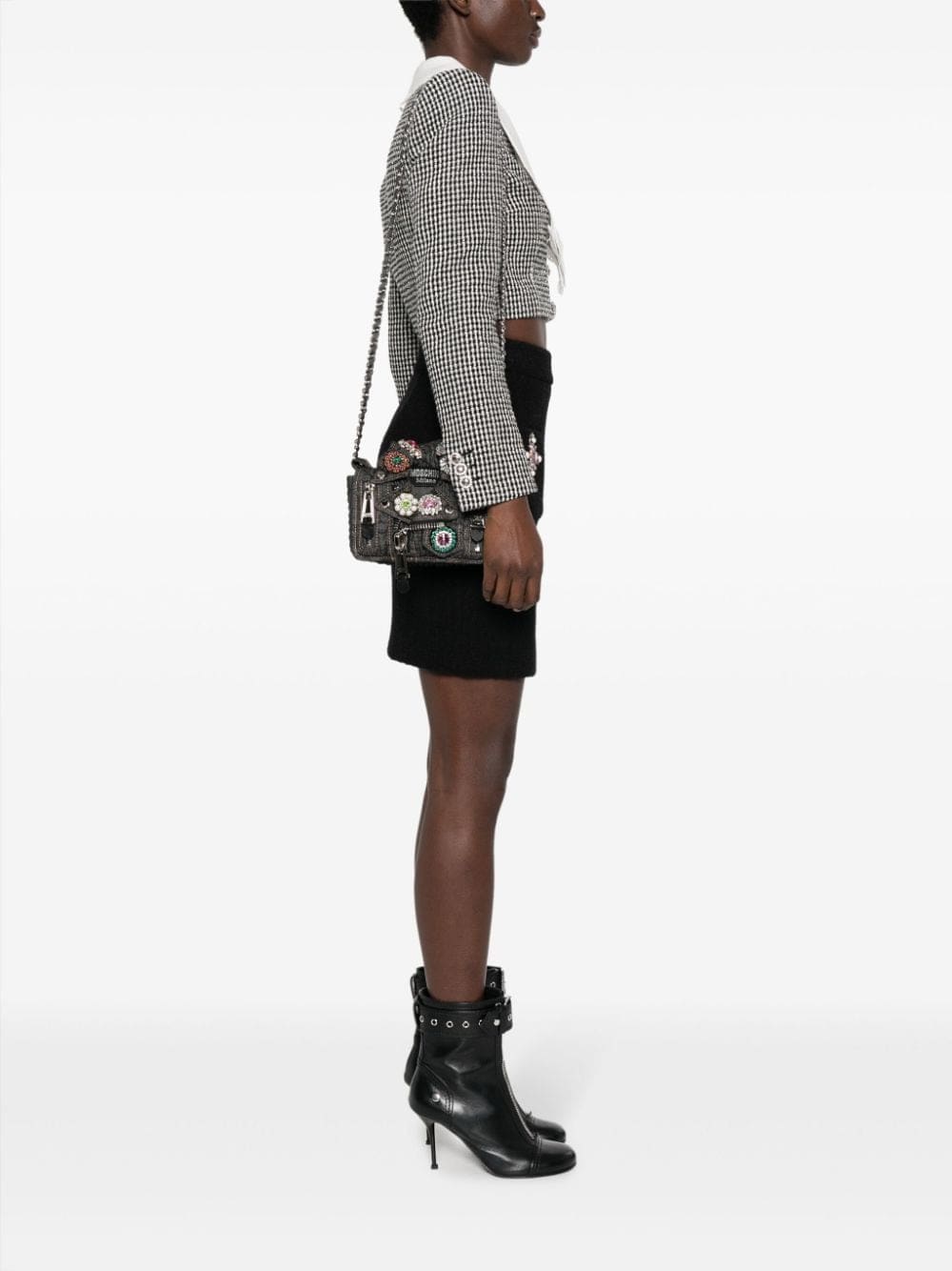 Moschino Jewels Denim Biker crossbody bag - Image 2