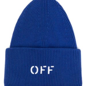 Off-White logo-stamp ribbed beanie