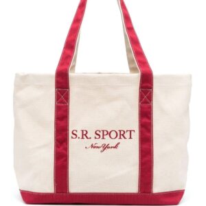Sporty & Rich logo-embroidered canvas tote bag