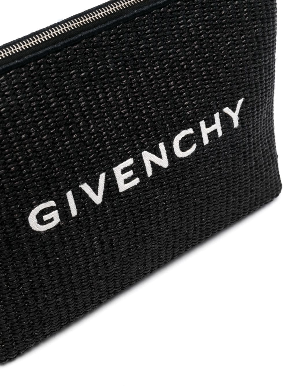 Givenchy logo-print raffia clutch bag - Image 4