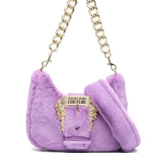 Versace Jeans Couture Baroque-buckle faux-fur shoulder bag