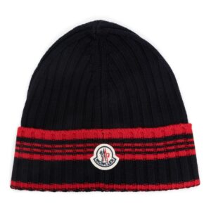 Moncler intarsia-knit logo virgin wool beanie