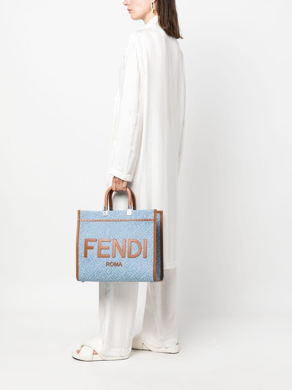 FENDI medium Sunshine denim tote bag - Image 2