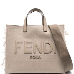 FENDI large FF jacquard fringed tote bag