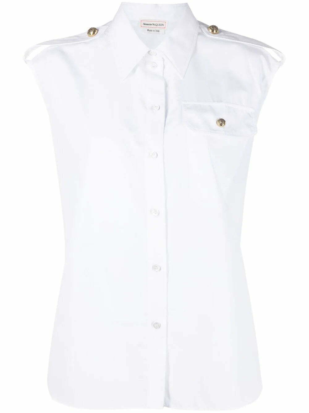 Alexander McQueen Military-pocket sleeveless shirt