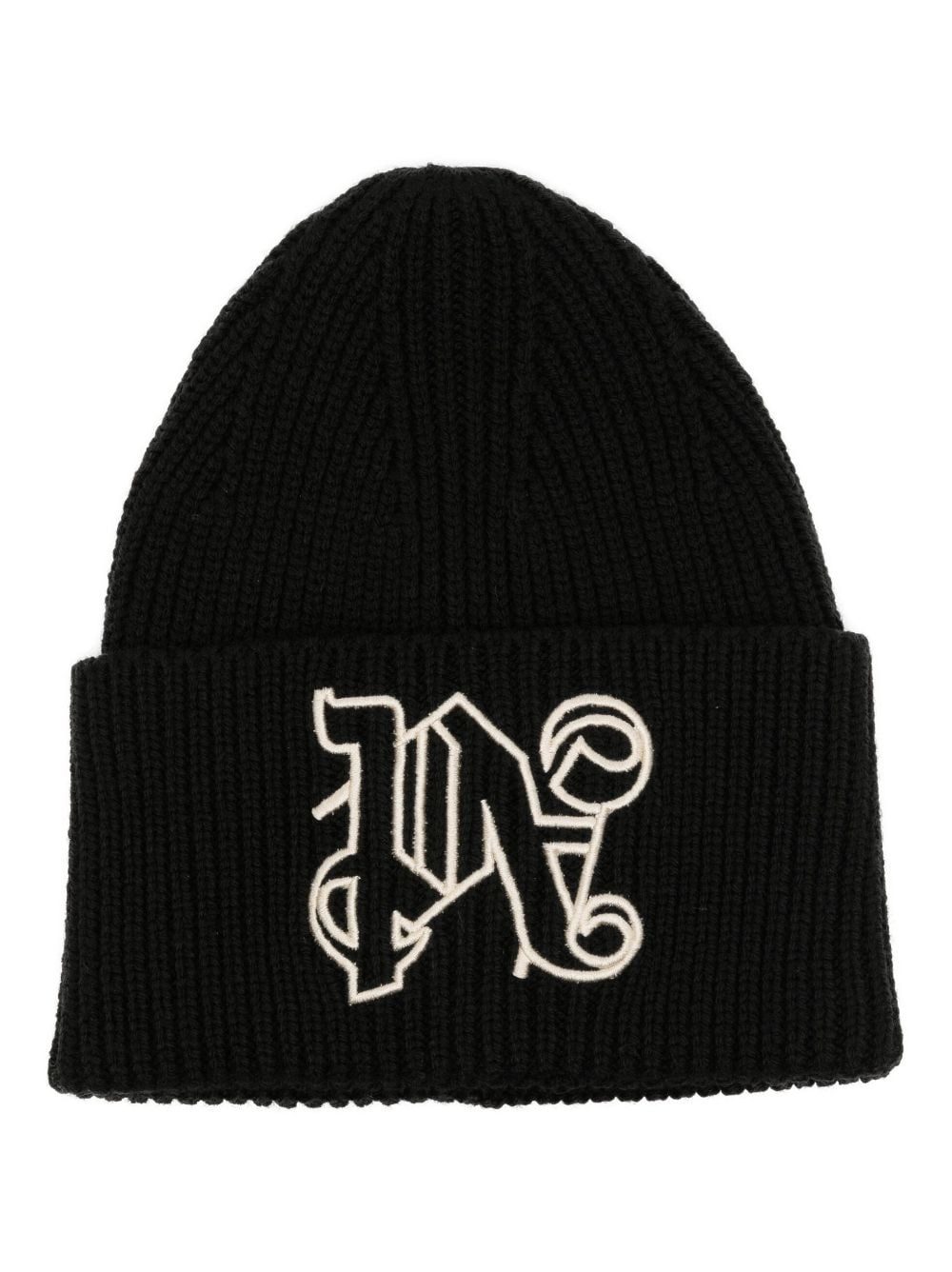 Palm Angels monogram embroidered wool beanie