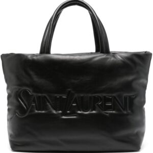 Saint Laurent logo-debossed leather tote bag