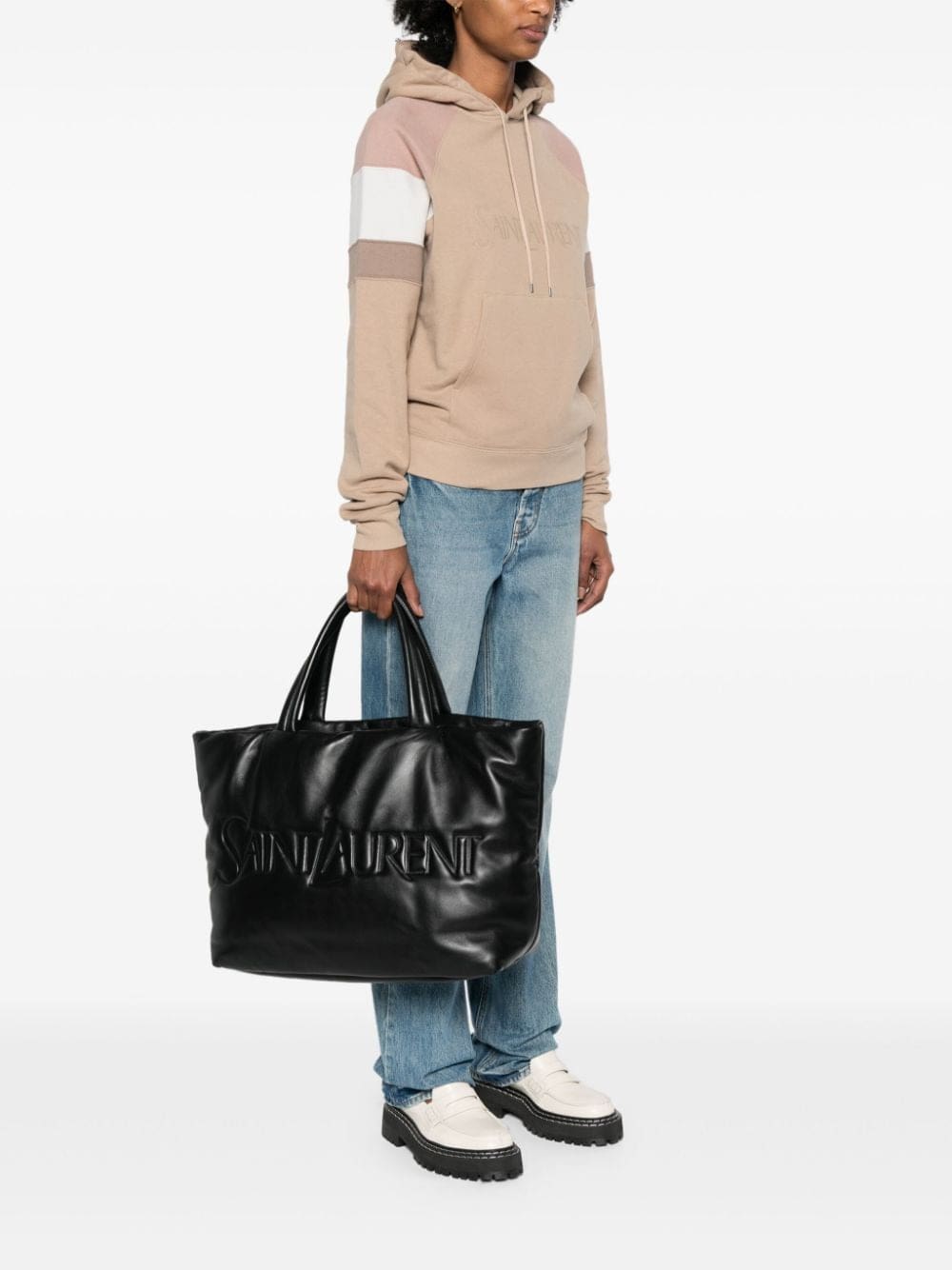 Saint Laurent logo-debossed leather tote bag - Image 2